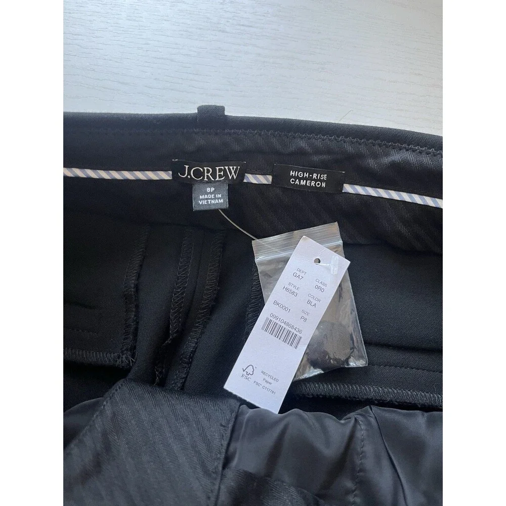 NEW J.Crew High Rise Cameron in Black Four Season Stretch Pants Size 8P Office